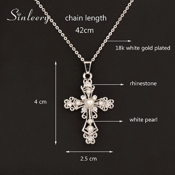 Women’s cross holy religious necklace pearl - Picture 5 of 7